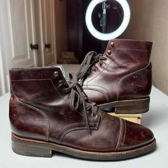 Thursday Boot Co. Captain Boots Mens Size 10.5 Brown Leather Cap Toe Casual - Picture 1 of 13